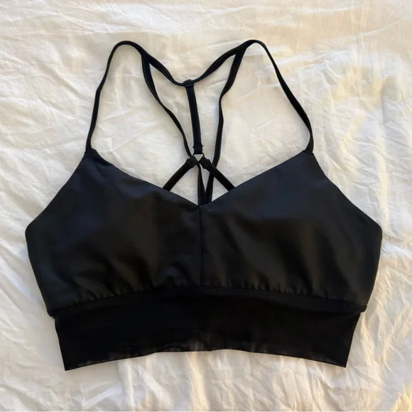 Alo Yoga Black Sheer Sports Bra - Picture 2 of 6